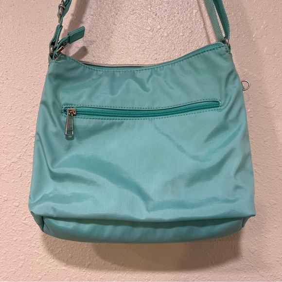 Beside-U RFID Blocking Teal Green Medium Crossbody Bag Hand Sewn Nylon EUC - Picture 3 of 13